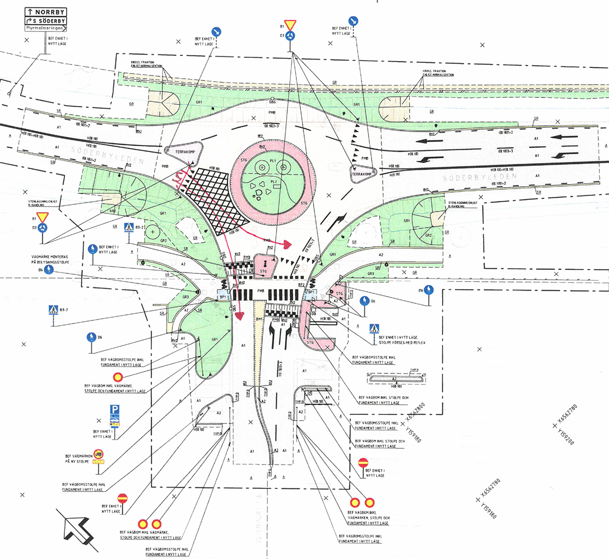 Kartbild som visar skiss på kommande cirkulationsplats