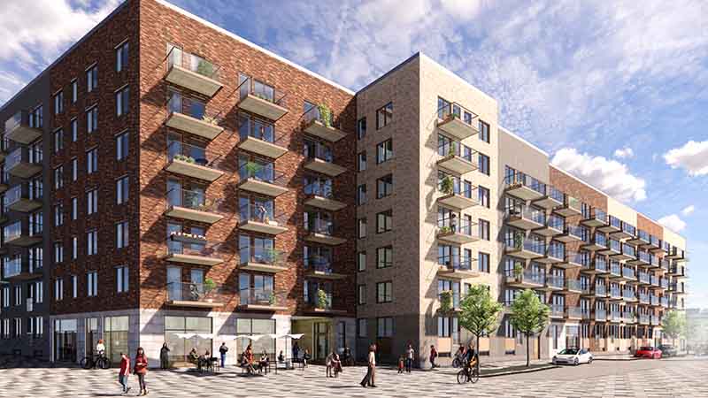 Bild som visar kvarteret Vinkeln, vy från Handenterminalen.