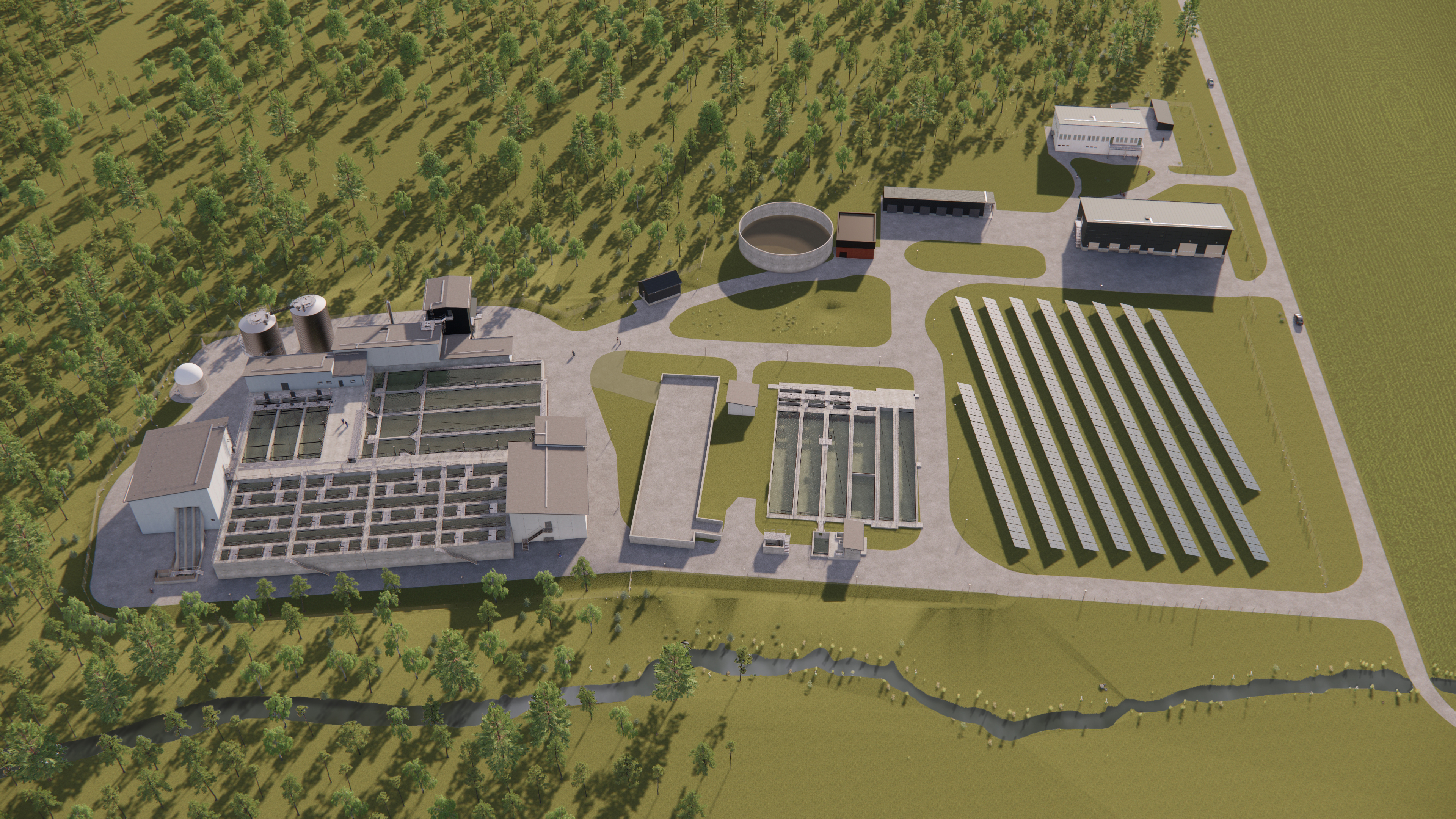 Illustration över hur Fors reningsverk förväntas se ut när det är färdigbyggt