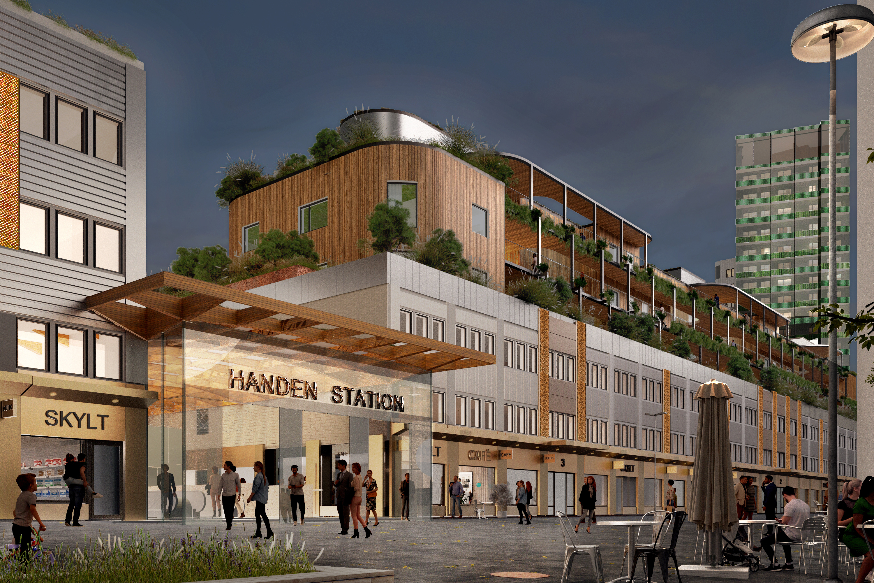 Illustration som visar hur Handenterminalens norra stationsentré kan komma att se ut.