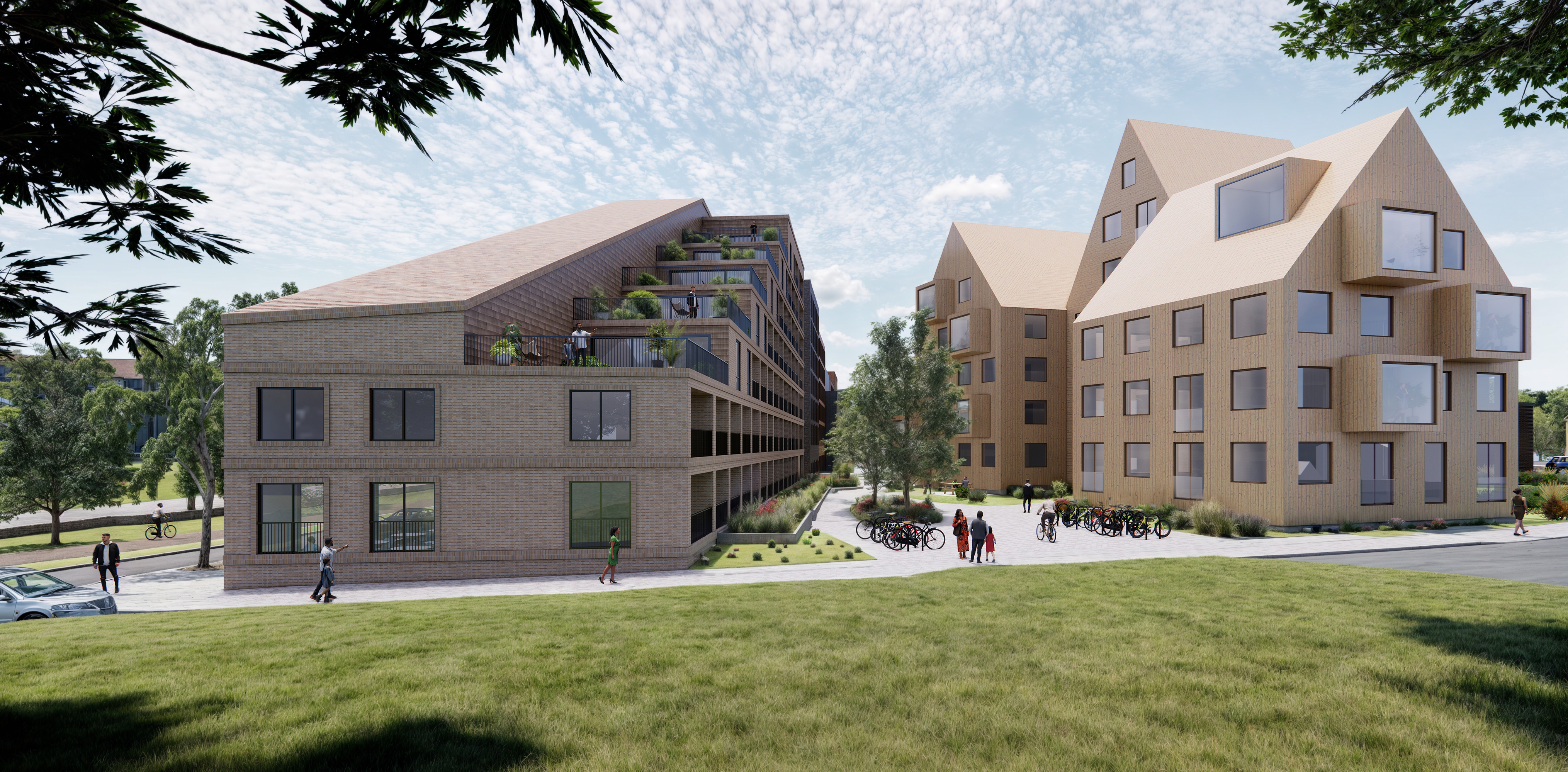 Fotomontage som visar ett förslag på entrén till det nya området.