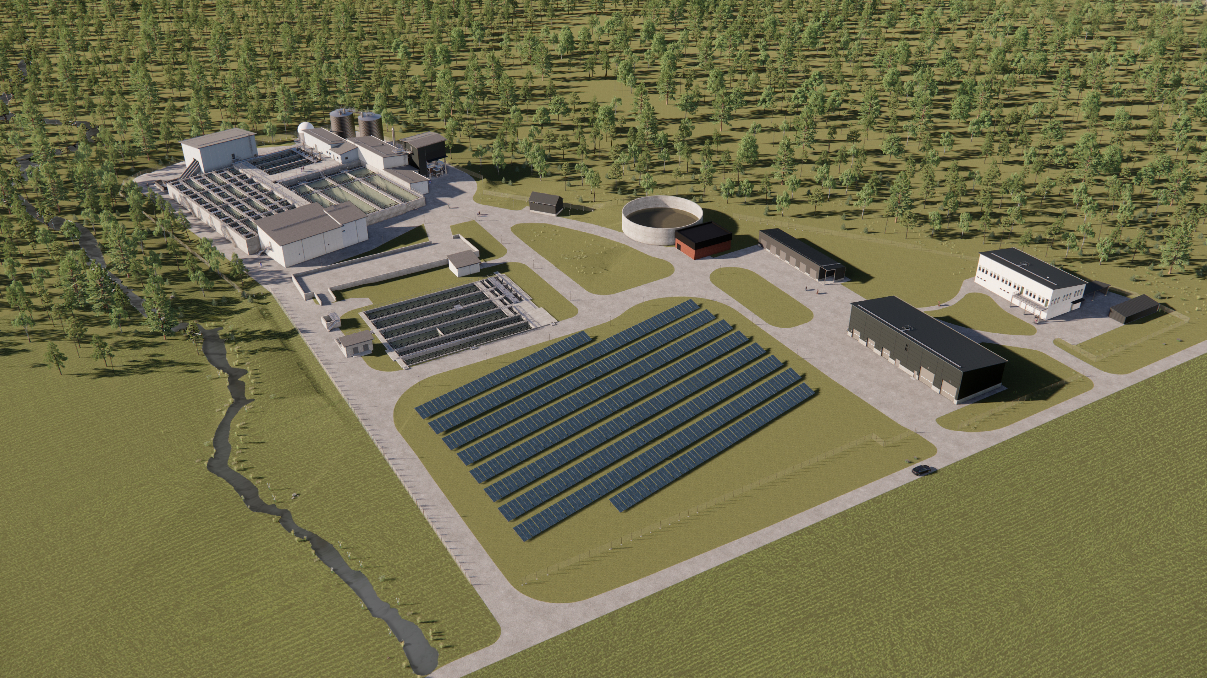 illustration över det framtida nya reningsverket i Fors